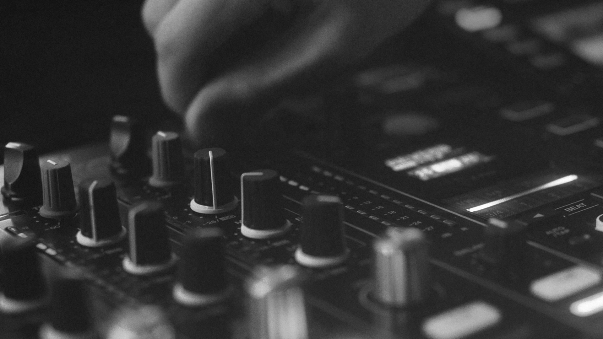 DJ sound mixer in black and white