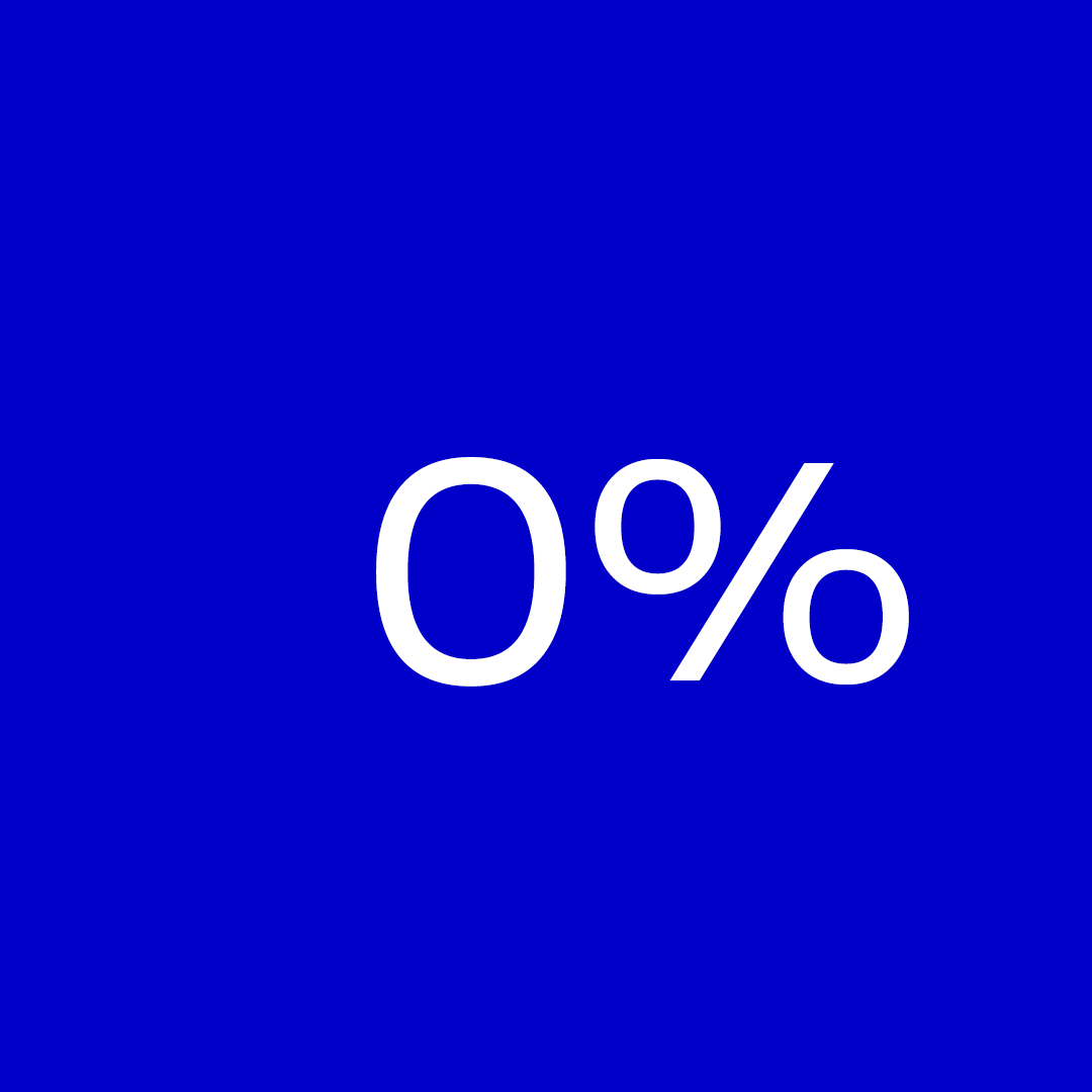 weiße Zahlen von 0-100% auf blauem Hintergrund
