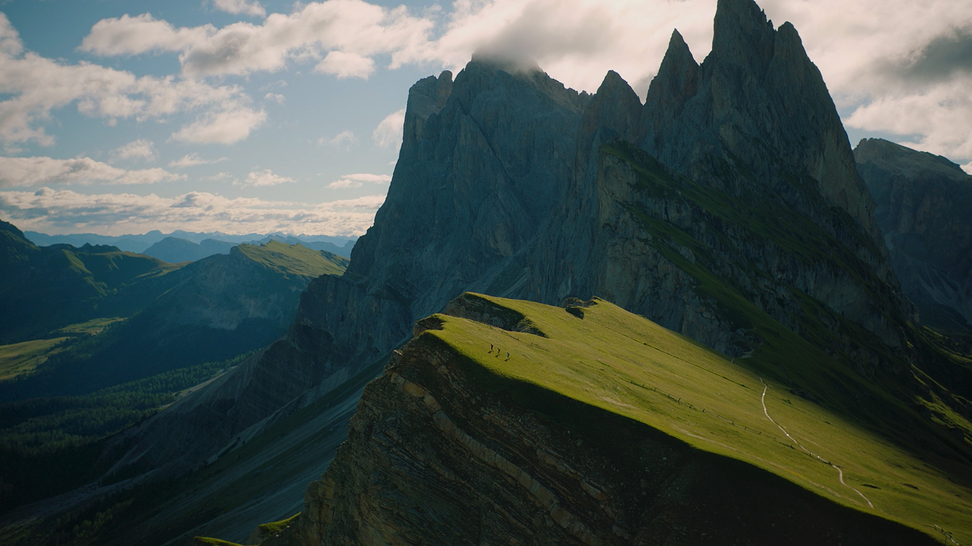 Mountains of Suedtirol touching the clouds