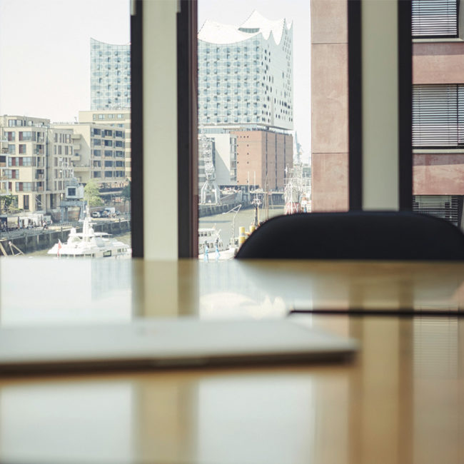 Office with Elbphilharmonie in the background