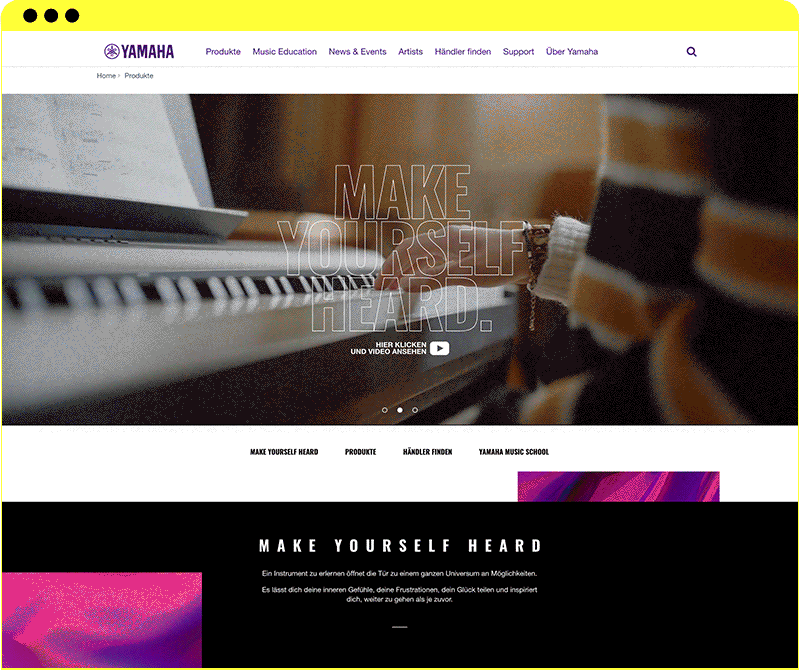 Website Mockup Yamaha Make yourself heared