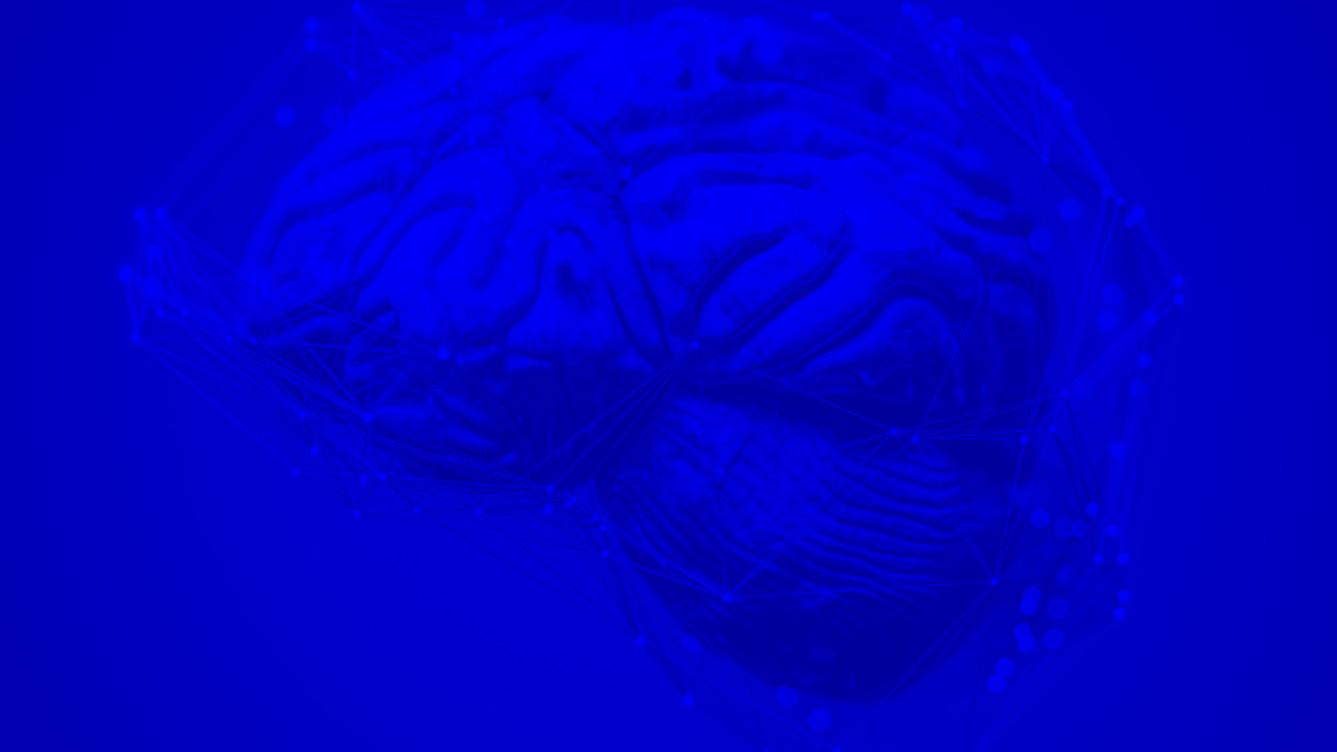 Brain surrounded by lines and points with blue filter