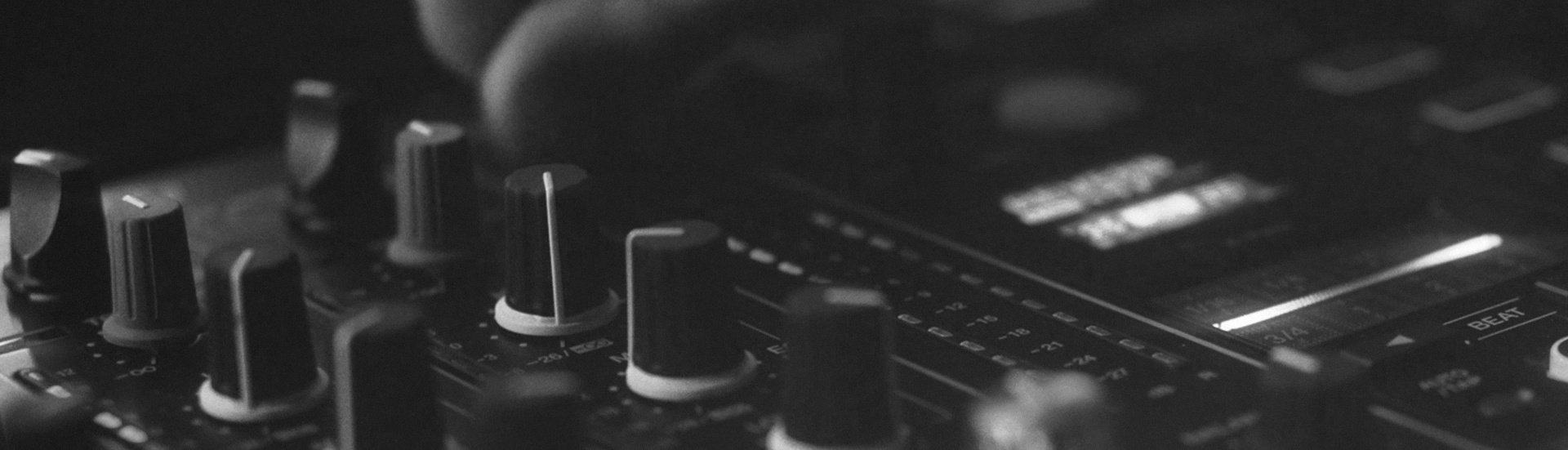 DJ sound mixer in black and white